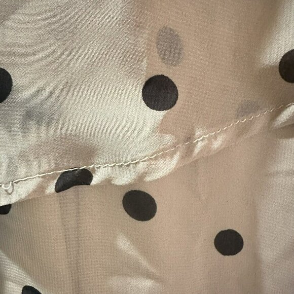 Maurices Black & Beige Polka Dot Chiffon Mini Skirt Layered Ruffles Medium - Picture 3 of 6